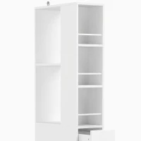 HOMCOM Smalle hoge badkamerkast, 135 cm badkamerkast met 2 lades, wit(m-12)