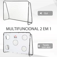 HOMCOM Baliza de Futebol para Crianças com Lona de Precisão e Ponteria para Treino e Aperfeiçoamento 240x88x174 cm Branco(m-6)
