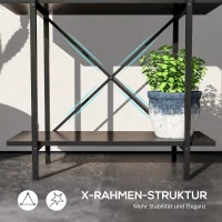 Outsunny Plantenstandaard met 2 lagen, afvoergaten, voor binnen en buiten, Metaal, Zwart(m-7)