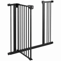 PawHut Barieră pentru Câini cu 2 Extensii și Lățime Reglabilă până la 100 cm, cu Închidere Automată, Negru(m-8)