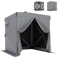 Outsunny Pavillon 1,85x1,85m Wasserdicht Stabil Winterfest Pop-up Faltpavillon mit 4 Mesh-Seitenteilen Tasche, UV 30+(m-12)