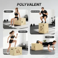 Box jump pliométrie 3 en 1 - Collaboration Aosom.fr x FFHandball - boîte à saut musculation fitness bois(m-7)