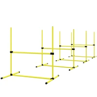 PawHut Honden Agility-Set, Hindernissen/Slalompalen/Grondstaven, Draagtas, Robuust, Geel(m-10)