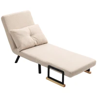 HOMCOM Poltrona Convertível em Cama Poltrona 3 em 1 Convertível em Cama com Encosto Ajustável em 5 Níveis 63x73x81 cm Bege(m-11)
