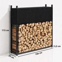 Outsunny Brandhoutrek 106 x 25 x 113 cm met 600D Oxford-hoes, stalen frame, tot 250 kg, zwart(m-3)