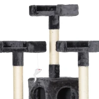 PawHut kattenboom krabpaal kattenkrabpaal klimboom sisal trap 170 cm beige/grijs(m-10)