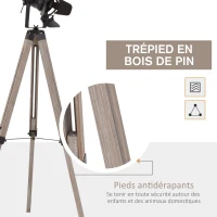 HOMCOM Lampadaire trépied style industriel hauteur réglable H100-140 cm noir(m-7)