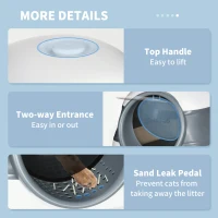 PawHut Foldable Cat Litter Tray with Lid, Deodorant, Scoop, White(m-8)