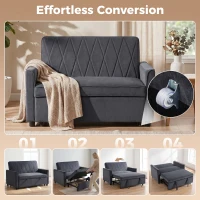 HOMCOM 2 Seater Sofa Bed, 3-in-1 Convertible Pull Out Sleeper Sofa with Click-Clack Adjustable Backrest, Dark Grey(m-4)