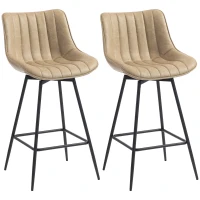 HOMCOM Set of 2 PU Leather Swivel Bar Stools - Light Brown(m-1)