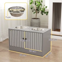 PawHut Hundefutterstation mit 2 Edelstahl-Näpfen, Schrank für Utensilien, für große Hunde, Zubehör, Grau(m-3)