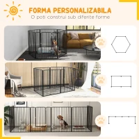 PawHut Țarc pentru Câini Mari cu 6 Panouri Modulabile din Oțel, 164x83x100 cm, Negru(m-5)