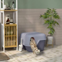 PawHut Katzentoilette, Katzenklo mit Deckel und Schaufel, leicht zu reinigen, verschließbar, Lila(m-10)