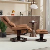 HOMCOM Faux Leather Reclining Chair and Footstool - Brown(m-7)