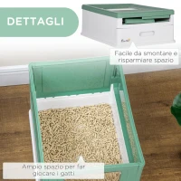 PawHut Lettiera per Gatti Chiusa con Paletta, Vassoio Estraibile e 2 Porte, 47.5x35.5x36.7cm, Verde(m-7)