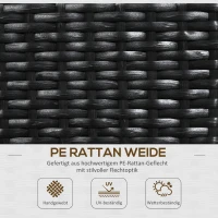 Outsunny Blumenkasten mit Spalier, wetterfest, Polyrattan, 103 x 29 x 103 cm, Schwarz(m-6)