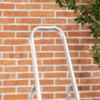 DURHAND Escada Dobrável de Alumínio com Bandeja Magnética Escada de 4 Degraus com Base Antiderrapante 44x89x143cm Prata(m-8)