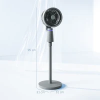 HOMCOM Pedestal Air Circulation Fan with Oscillating, Light Off, Grey(m-3)