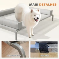 PawHut Cama Elevada para Cães com Latertais Amovíveis Cama Elevada para Cães Grandes Portátil com Malha Respirável 130x90x30 cm Cinza Claro(m-8)