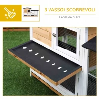 PawHut Gabbia per Conigli da Esterno con Casetta, Rampa e Spazio Aperto Recintato, Giallo e Nero(m-6)