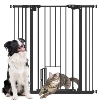 PawHut Barrière de sécurité animaux de 104,1H cm avec porte fermeture automatique système de double verrouillage noir(m-16)