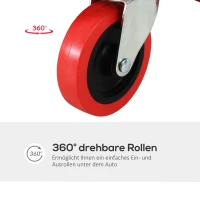 DURHAND Montage-Rollbrett met Hoofdsteun, Gereedschapsbakje, Oliebestendig, tot 120 kg, 100x48x12 cm, Rood(m-6)