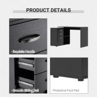 HOMCOM L Shaped Computer Desk, Reversible Home Office Desk with Drawers, File Cabinet and Storage Shelves, Study Table, 117 x 83.5 x 76cm, Black(m-6)