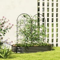 Outsunny Metalen Klimrek 2-delig Set voor in de grond roestvrij Klimhulp met Vogeldesign voor Klimplanten 50x120 cm Zwart(m-2)