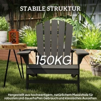 Outsunny Adirondack-stoel, weerbestendig, houten tuinstoel met hoge rugleuning en armleuningen(m-5)