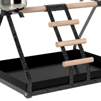PawHut Parrot Stand Bird Stand w/Wood Perch Ladder Feeder Removable Tray(m-8)