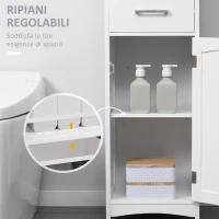 kleankin Armadietto Bagno con Scaffale a 3 Livelli, 1 Cassetto e 1 Mobiletto, 34x30x163cm(m-5)