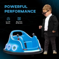 AIYAPLAY Angry Bird Licensed Waltzer Car, 12V Kids Bumper Car w/ Joysticks, Remote, Music LED Lights, Blue(m-8)