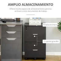 Vinsetto Cajonera de Oficina Mueble Auxiliar con 2 Cajones Cierre con Llave para Estudio Despacho 43x45x72 cm Negro(m-5)