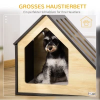 Pawhut Hondenkennel Inclusief Kussen Houten Hut Design 60cm x 40cm x 59,2cm(m-6)