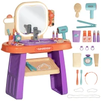 AIYAPLAY Kinderkaptafel met LED-Spiegel, Muziek, Kraan, Acrylspiegel, Paars, 55x29x71 cm(m-11)