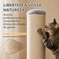 PawHut Poste Arranhador para Gatos 75,5 cm com Base Estável e Corda de Sisal Natural, Cinzento-Claro(m-5)