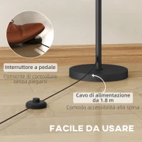 HOMCOM Lampada da Terra Alta 165 cm con 3 Punti Luce e Interruttore a Pedale, Attacco E27 Max 40W, Oro(m-5)