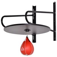 HOMCOM Punching Ball Poire de Vitesse Boxe avec Support Plateau tournant + Pompe en bois Hauteur Réglable Acier revêtement synthétique Rouge Noir(m-1)