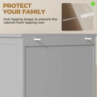HOMCOM Freestanding Kitchen Cupboard, Storage Cabinet with 2 Adjustable Shelves, Drawer and Glass Door for Living Room, Grey(m-6)