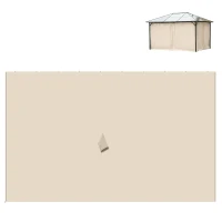 Outsunny 4 Paredes Laterais para Tenda 352x205 cm Laterais para Tenda Universal com Ganchos e Argola em C para Jardim Terraço Bege(m-8)