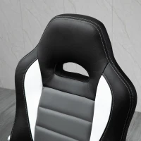 HOMCOM Racing Office Chair PU Leather Computer Desk Chair Gaming Style with Wheels, Flip-Up Armrest, Grey(m-9)