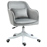 Vinsetto massage bureaustoel kantoorstoel computerstoel draaistoel werkstoel met trilfunctie armsteunen in hoogte verstelbaar fluweel grijs 55 x 65 x 79-89 cm(m-11)