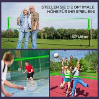 SPORTNOW Badminton-Set mit 2 Schlägern, 3 Federbällen, höhenverstellbar 107-155 cm, Schwarz-Grün(m-5)