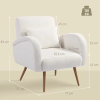 HOMCOM Teddy Fleece Accent Chair - Cream White(m-3)