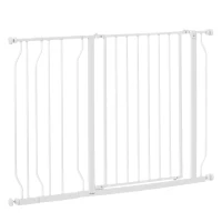 PawHut Hondenafzetting, Klemmontage, Verstelbare Lengte, Staal/ABS, 75-115 x 76 cm, Wit(m-11)