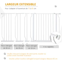 PawHut Lot de 2 barrières de sécurité barrière pour animal domestique longueur réglable escaliers couloirs portes sans perçage(m-5)