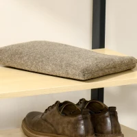 HOMCOM Porte-Manteau Vestiaire d'Entrée, Dim. 60L x 40l x 175H cm, 3 Étagères, 4 Patères, Double Crochet, MDF, Bois Clair, Acier Noir(m-6)