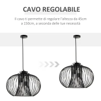 HOMCOM Lampadario da Soffitto Design Moderno con Attacco E27 e Altezza Regolabile, Ф50x150cm(m-4)