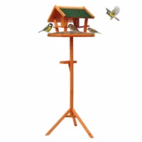 HOMCOM Mangeoire pour Oiseaux Sauvages sur Pied, Nichoir à Plateau, Abri à Oiseaux en Bois pour Extérieur, 150cm(m-1)