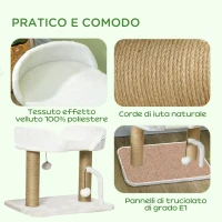 PawHut Torre per Gatti max 5kg in Truciolato con Tiragraffi e Palline Giocattolo, 48x38x42 cm, Giallo e Bianco(m-4)